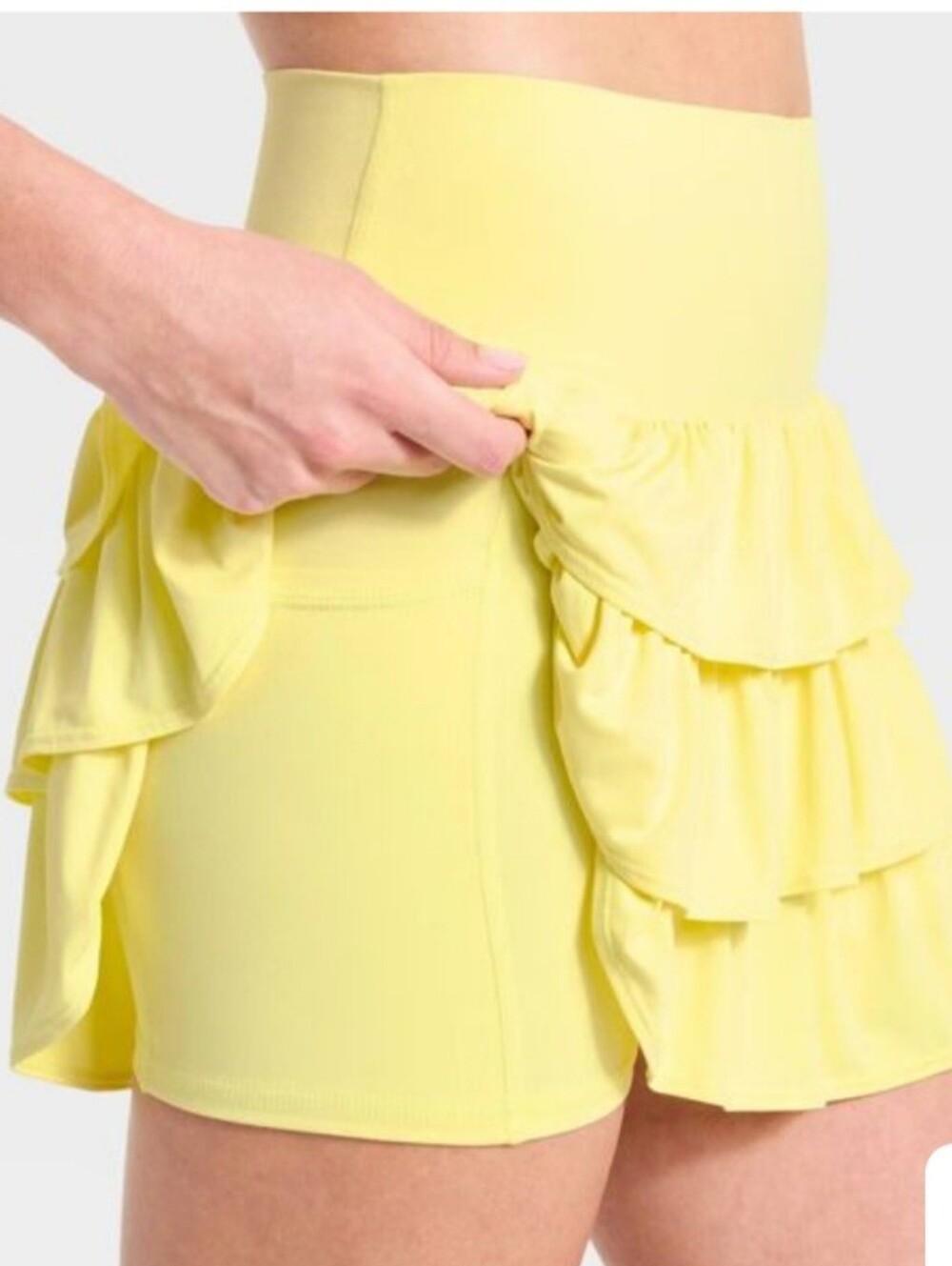 JoyLab Women's Layered Ruffle Skort, Yellow - Picture 4 of 5